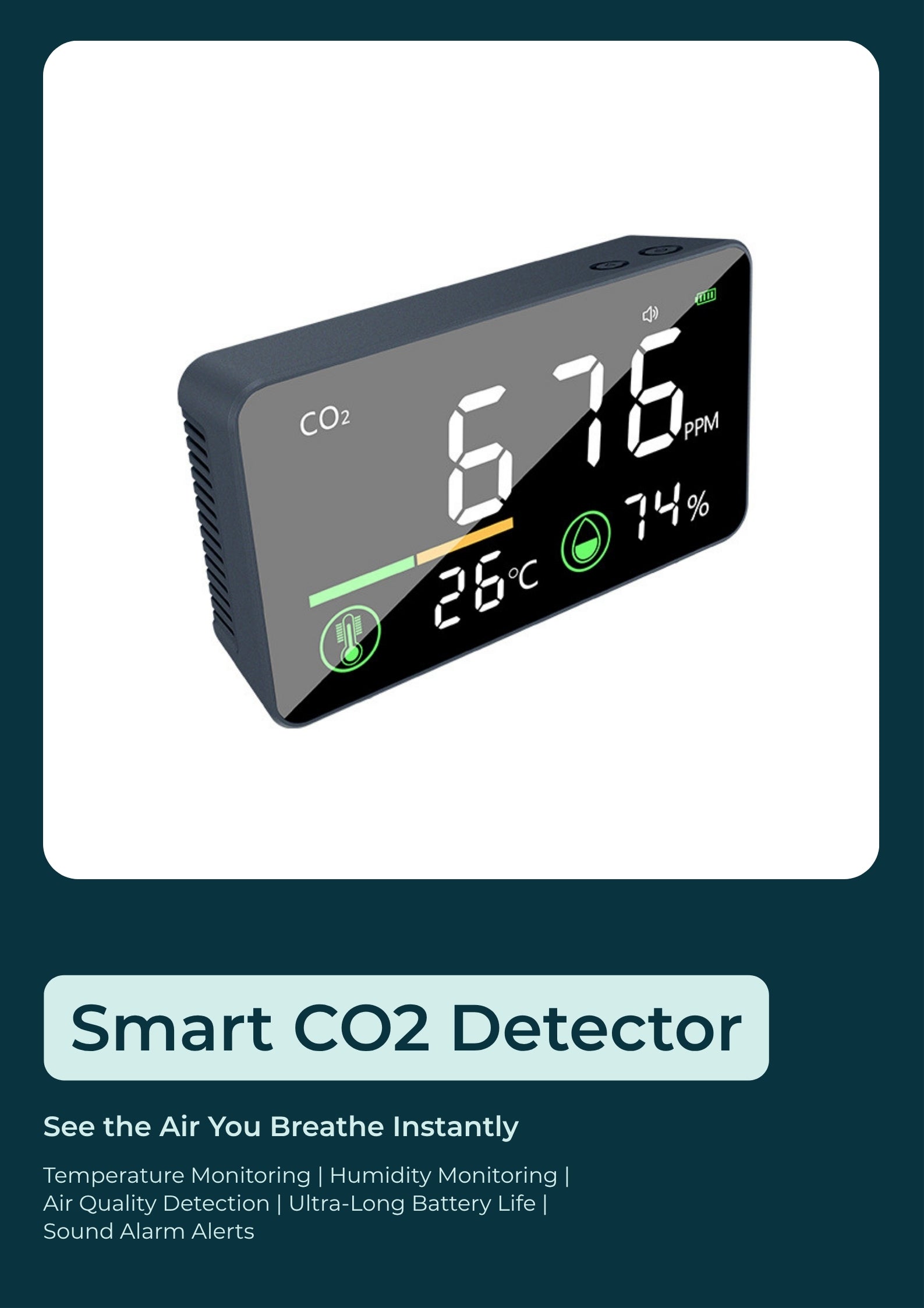 (Pre-Order) Smart CO₂, Temperature & Humidity Detector – Real-Time Air Quality Monitor for Home, Greenhouse, Indoor Grow & Factory Use