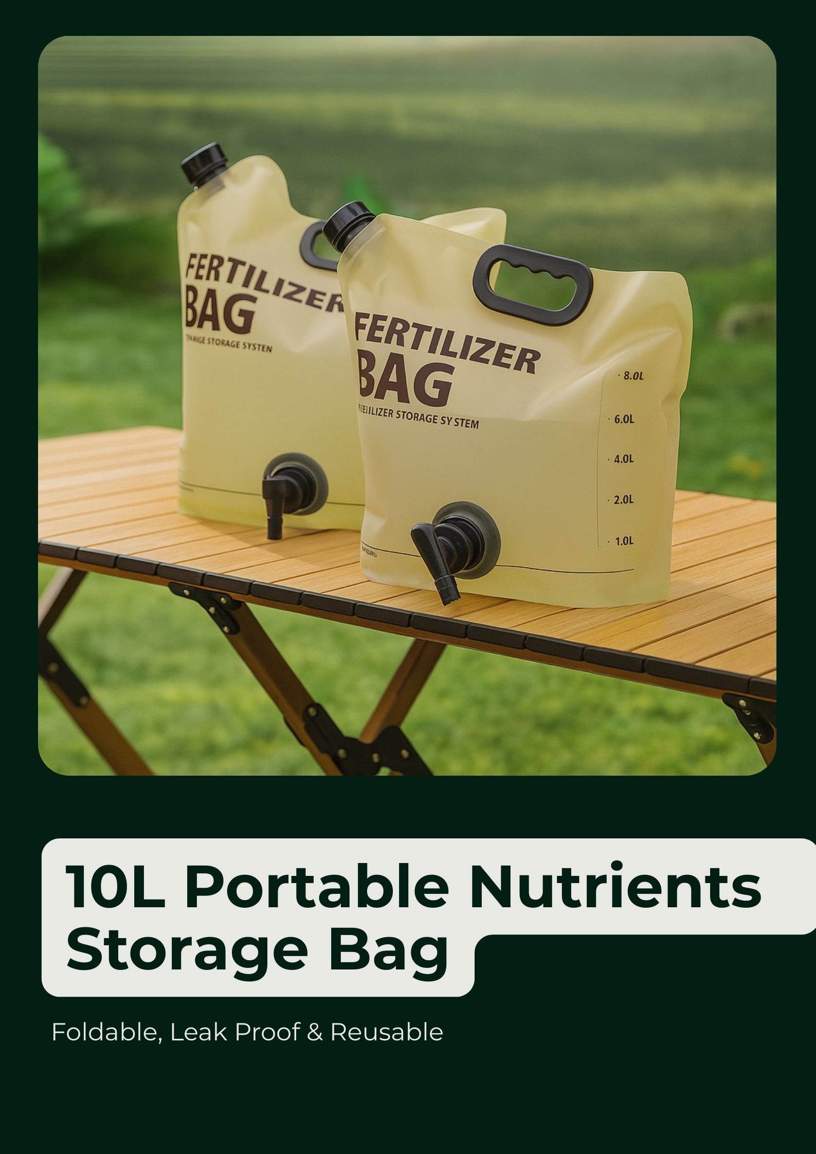 (Pre-Order) 10L Foldable Fertilizer Storage Bag – Durable, Leak-Proof, with Stable Triangular Base