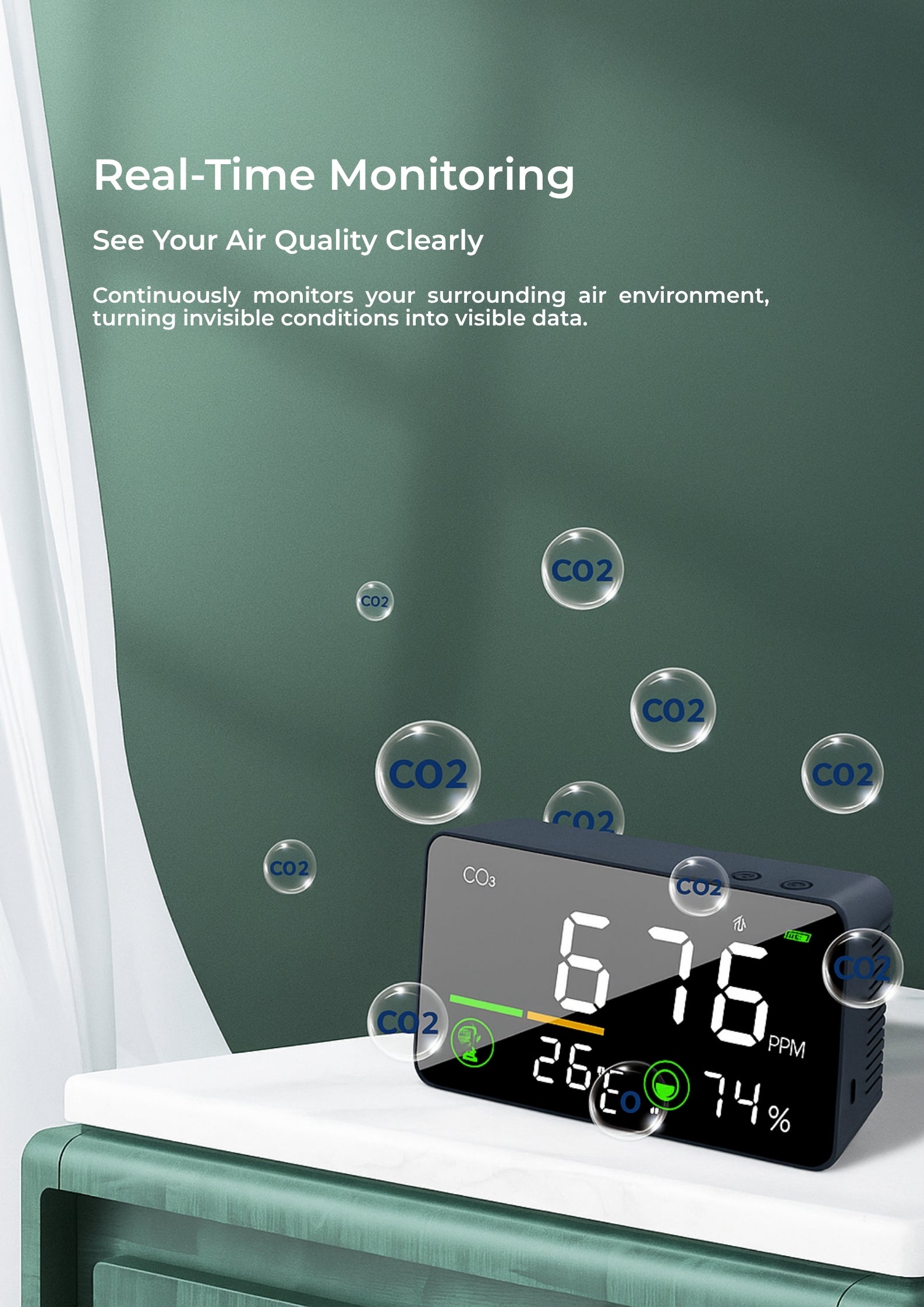 (Pre-Order) Smart CO₂, Temperature & Humidity Detector – Real-Time Air Quality Monitor for Home, Greenhouse, Indoor Grow & Factory Use