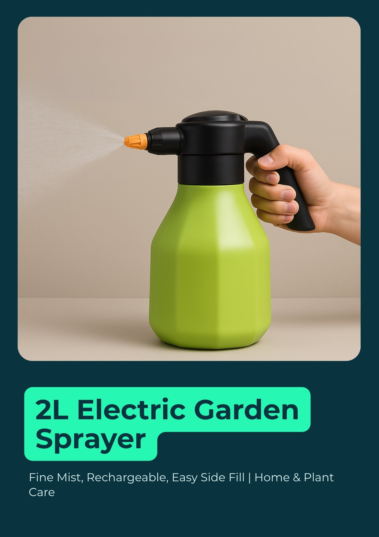 (Pre-Order) 2L Electric Garden Sprayer Fine Mist, Rechargeable, Easy Side Fill | Home & Plant Care