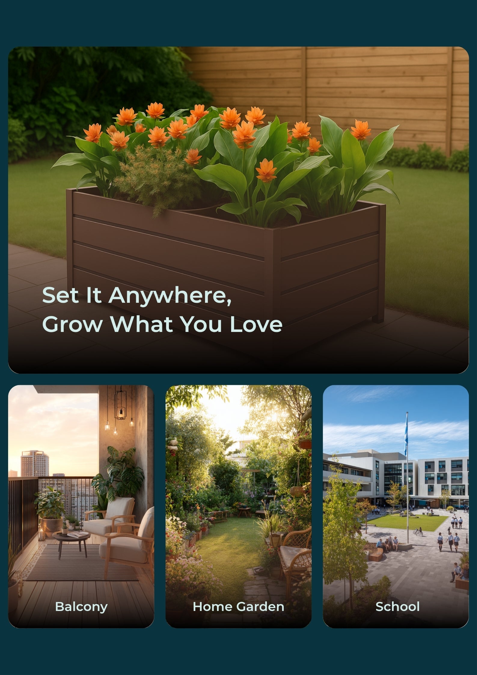 (Pre-Order) Premium Aluminum Alloy Planter Box – Modern Raised Garden Bed