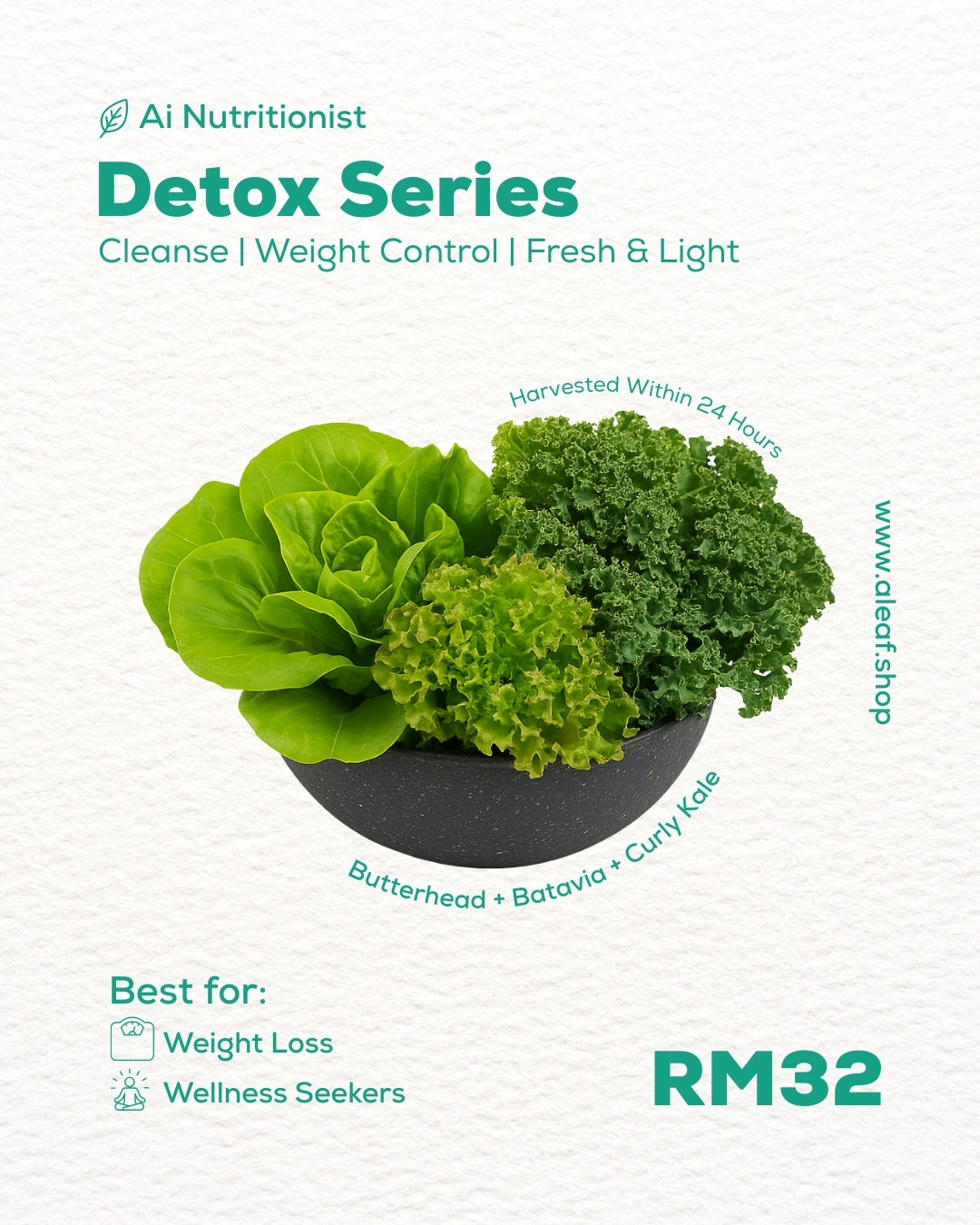 Detox Series – Gut-Cleansing Green Mix (Butterhead, Batavia, Kale)
