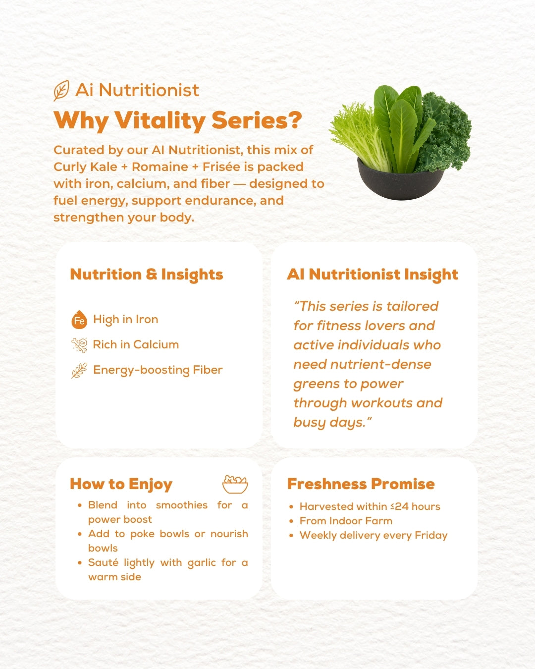 Vitality Series – Energy Boosting Kale & Lettuce Mix (Curly Kale, Romaine, Frisée)